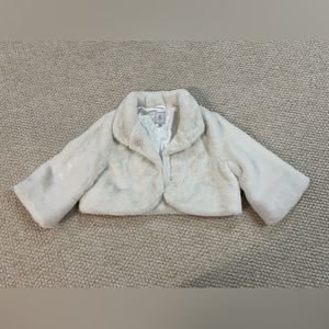 David’s Bridal Faux Fur Open Front Collared Jacket